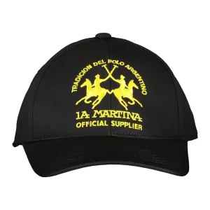 La Martina Black Cotton Men Cap