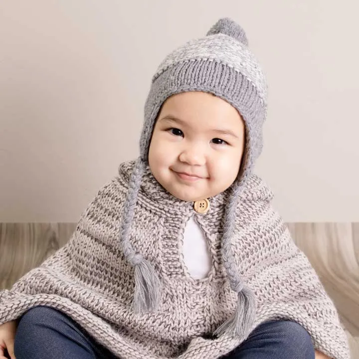 Marled Grey Earflap Beanie Hat