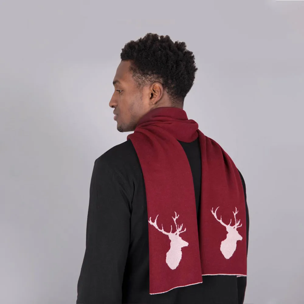 Merino Wool Stag Scarf - Port