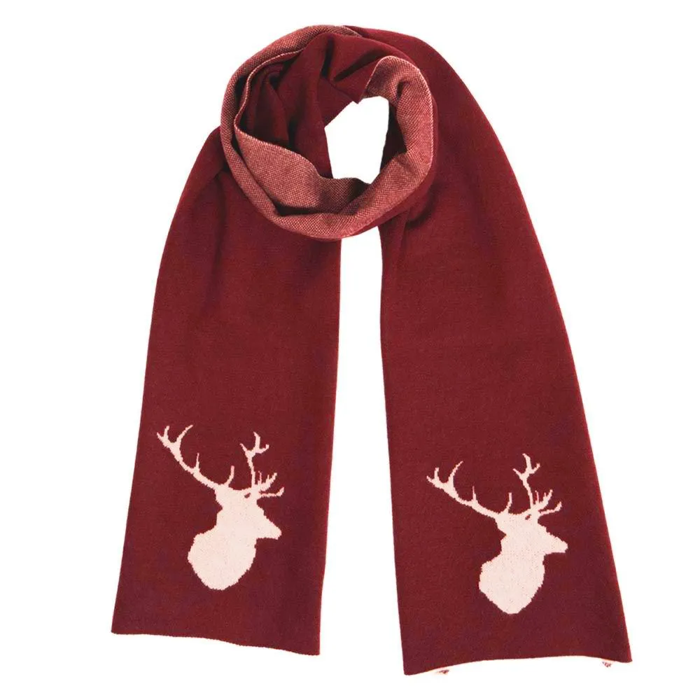 Merino Wool Stag Scarf - Port