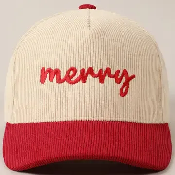 Merry Embroidered Corduroy Trucker Hat