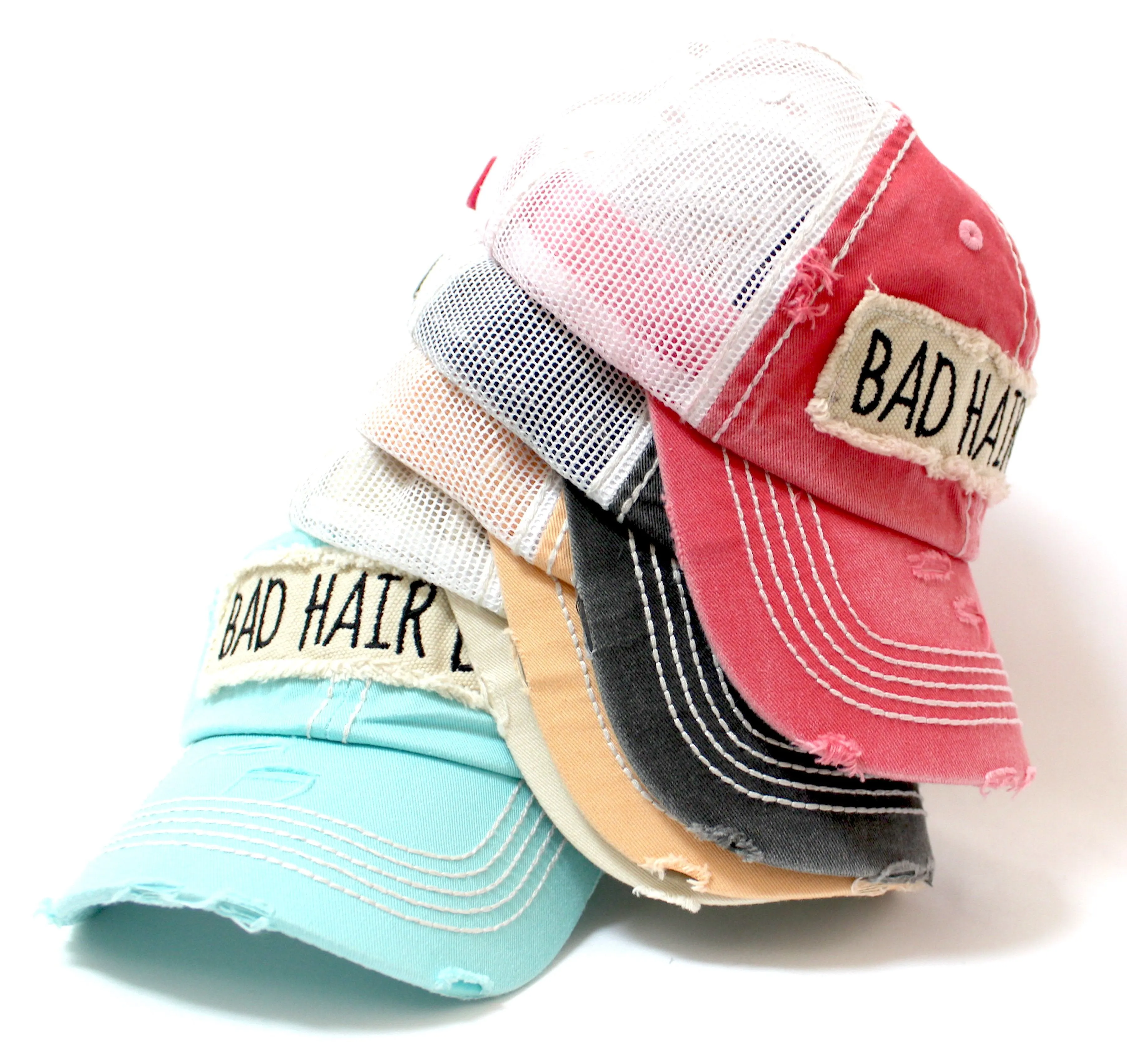 NEW! SUMMER MESH COLLECTION--Stone "BAD HAIR DAY" Vintage Trucker Hat