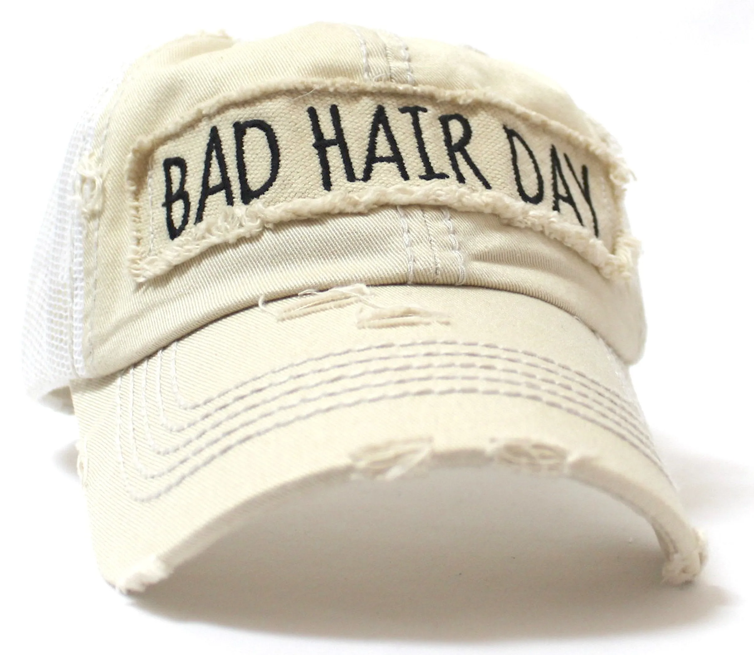 NEW! SUMMER MESH COLLECTION--Stone "BAD HAIR DAY" Vintage Trucker Hat