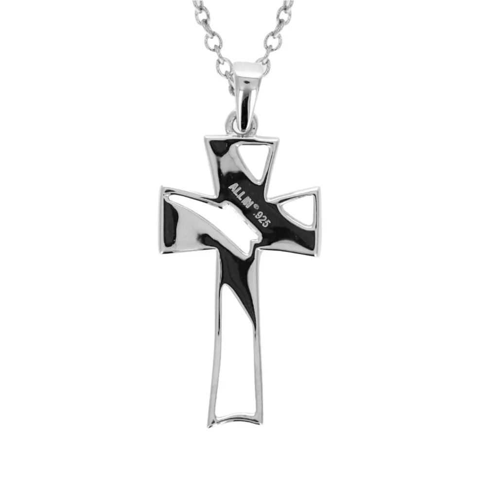 Open Stitch Baseball Cross Necklace | Sterling Silver