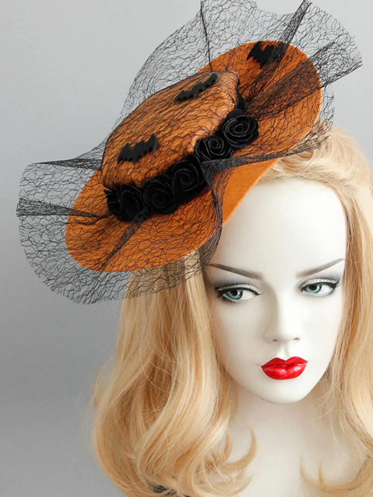 Orange Latest Halloween Lace Bat Hat