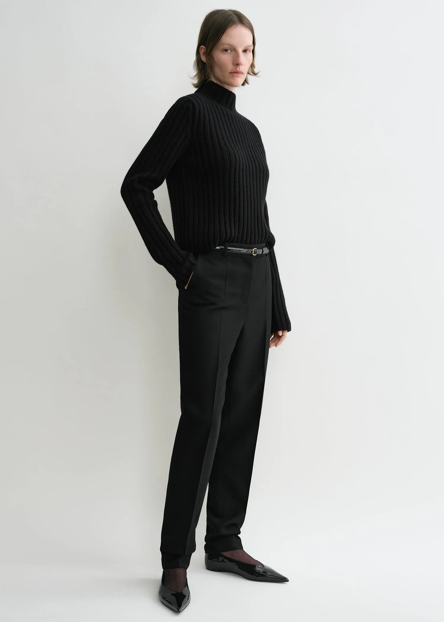 Petite chunky rib knit black