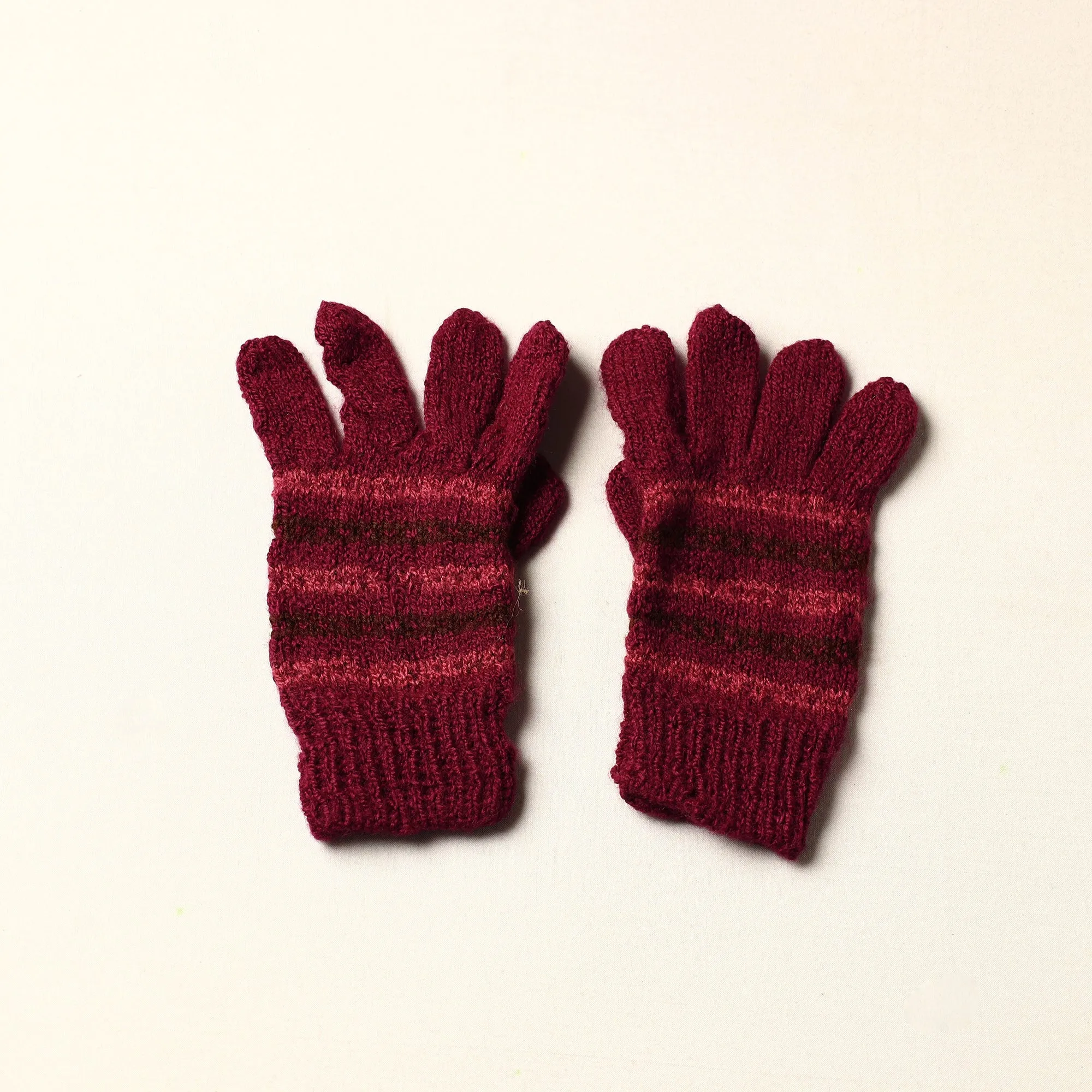 Pink - Kumaun Hand Knitted Woolen Gloves (Adult)