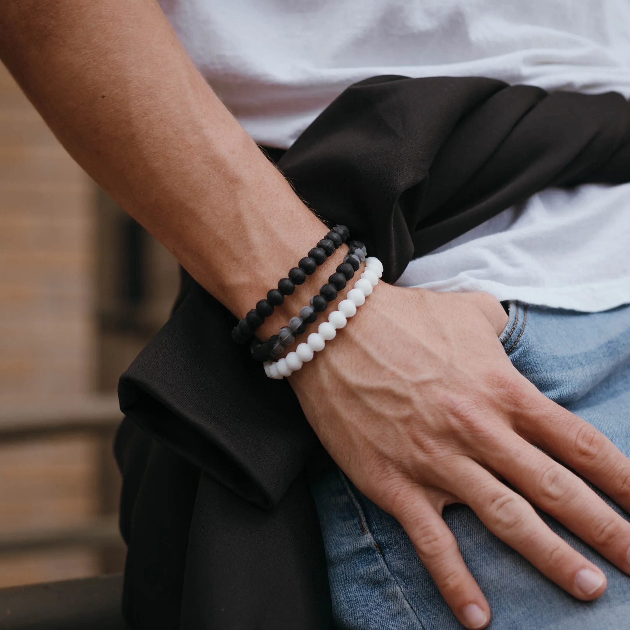 Power Band Baseball Bracelet | Black & Grey