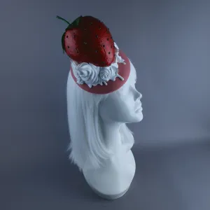 "Fariza" Giant Strawberry & Cream Food Fascinator Hat