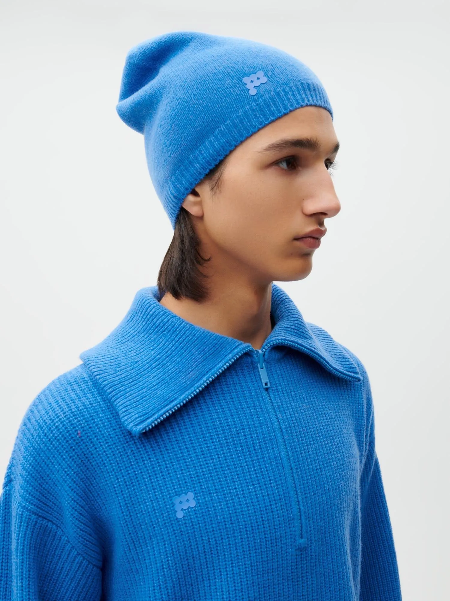 Recycled Cashmere Beanie—cerulean blue