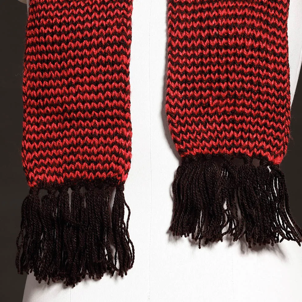 Red - Kumaun Hand Knitted Woolen Muffler (66 in)