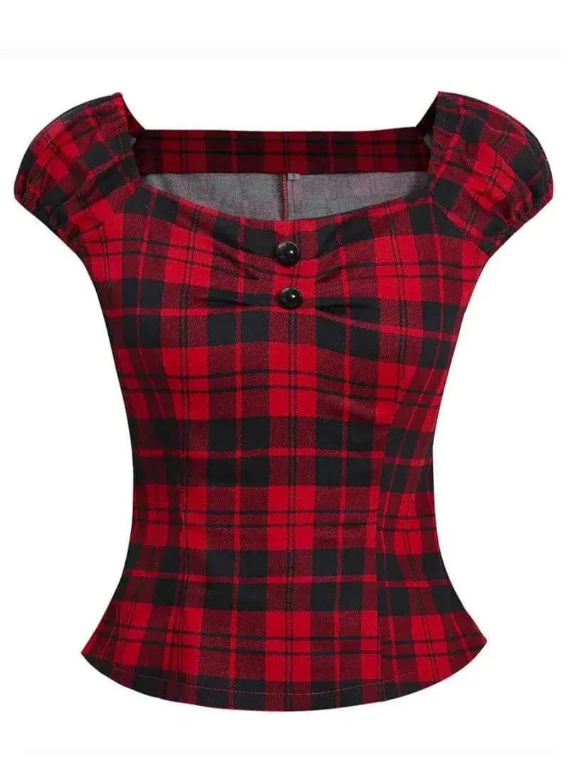 Red Plaid Retro Top