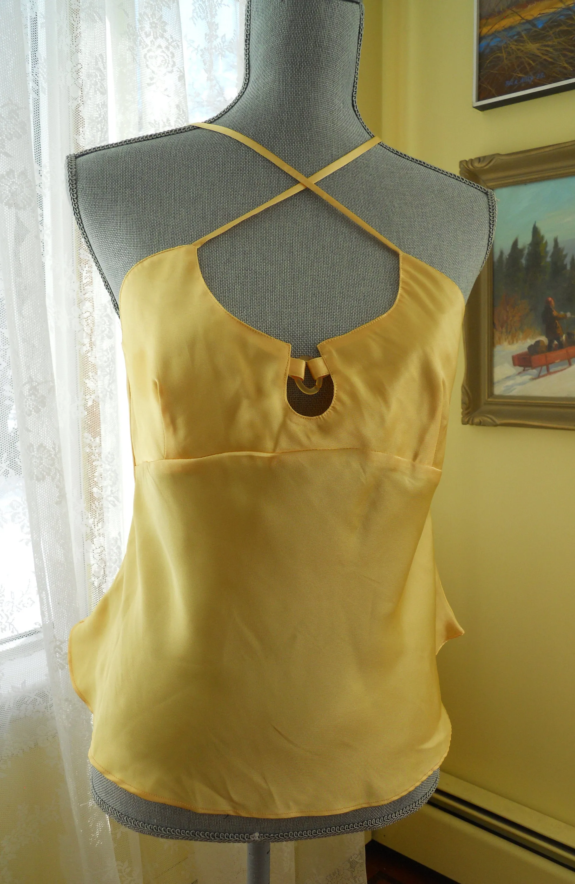 Retro Camisole or Top Vintage Early 90s Yellow Lingerie Tank Top