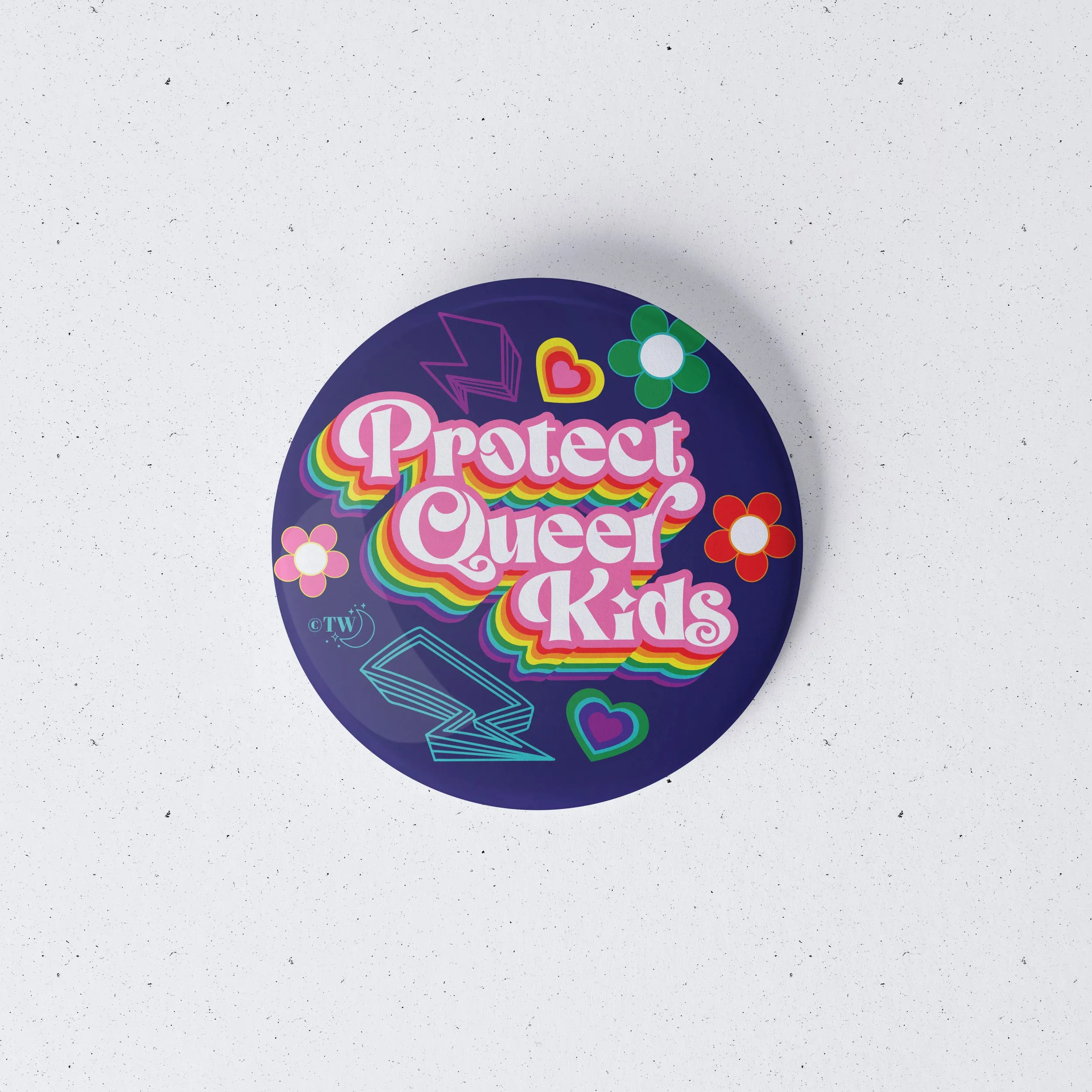 Retro Protect Queer Kids 1" Mini Button Pin