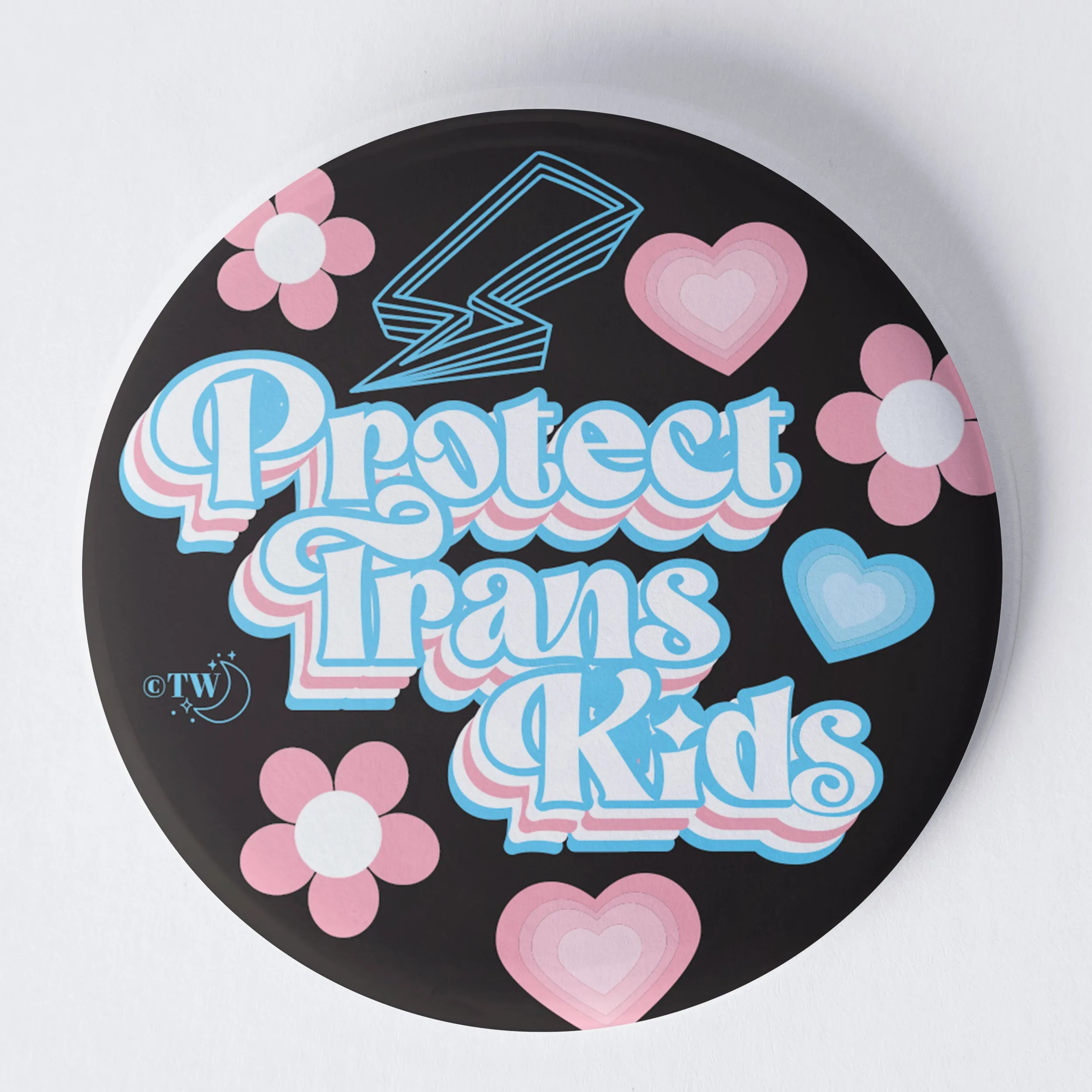 Retro Protect Trans Kids 1.75" Button Pin