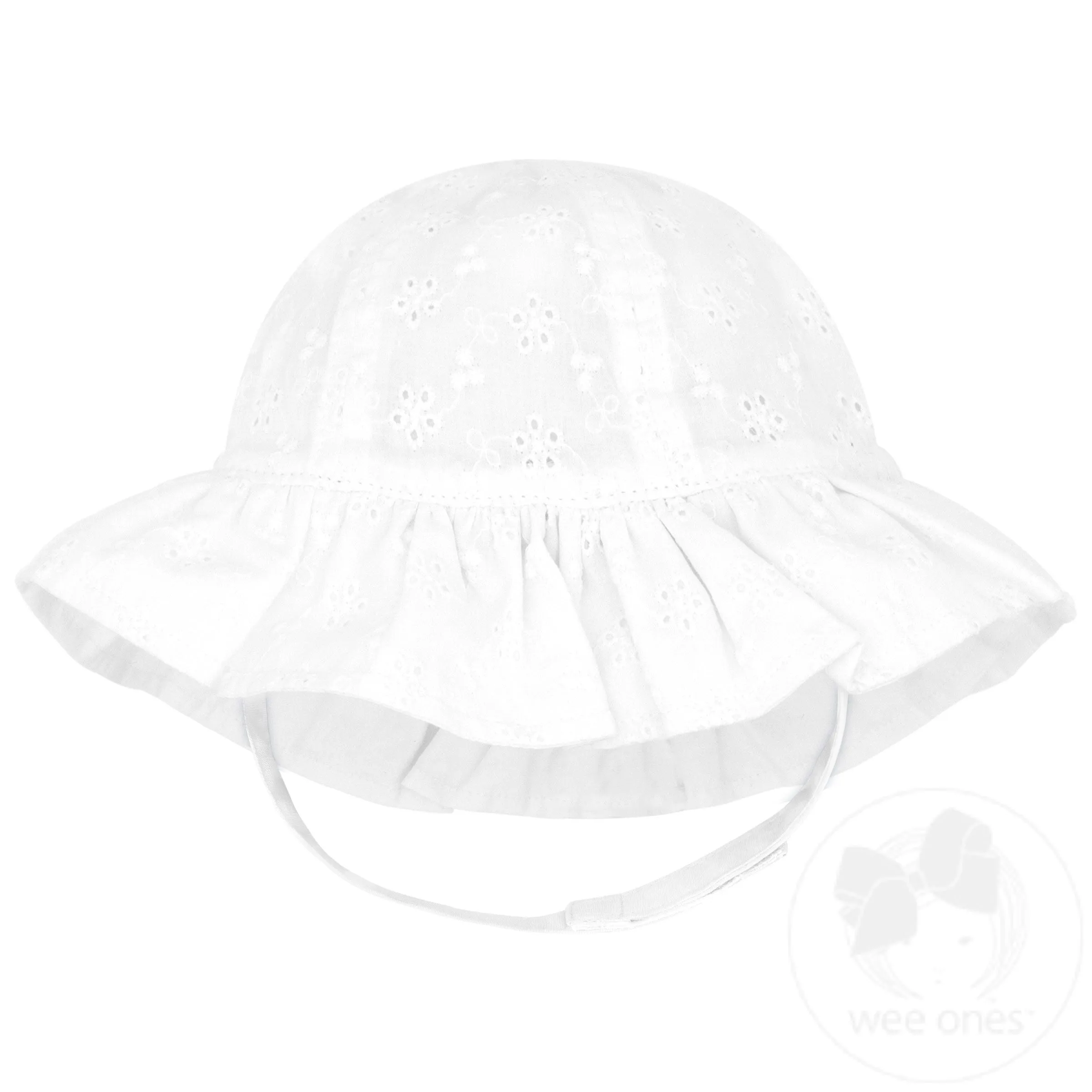 Reversible Girls Ruffle Brim Eyelet Hat