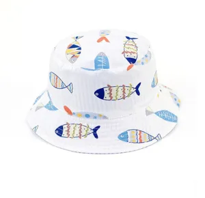 Reversible White Fish Sun Hat