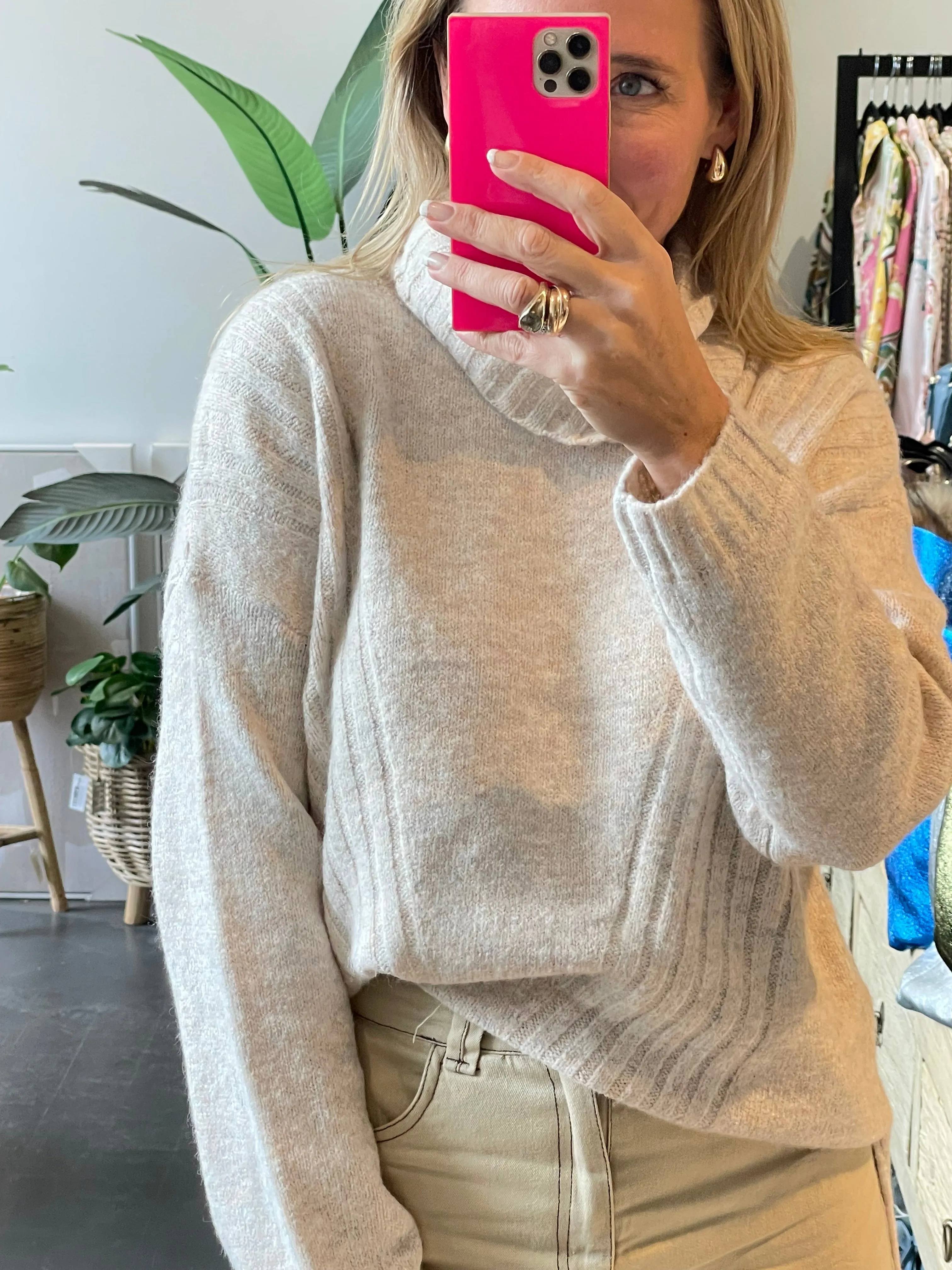 Roll Neck Relaxed Knit- marshmallow