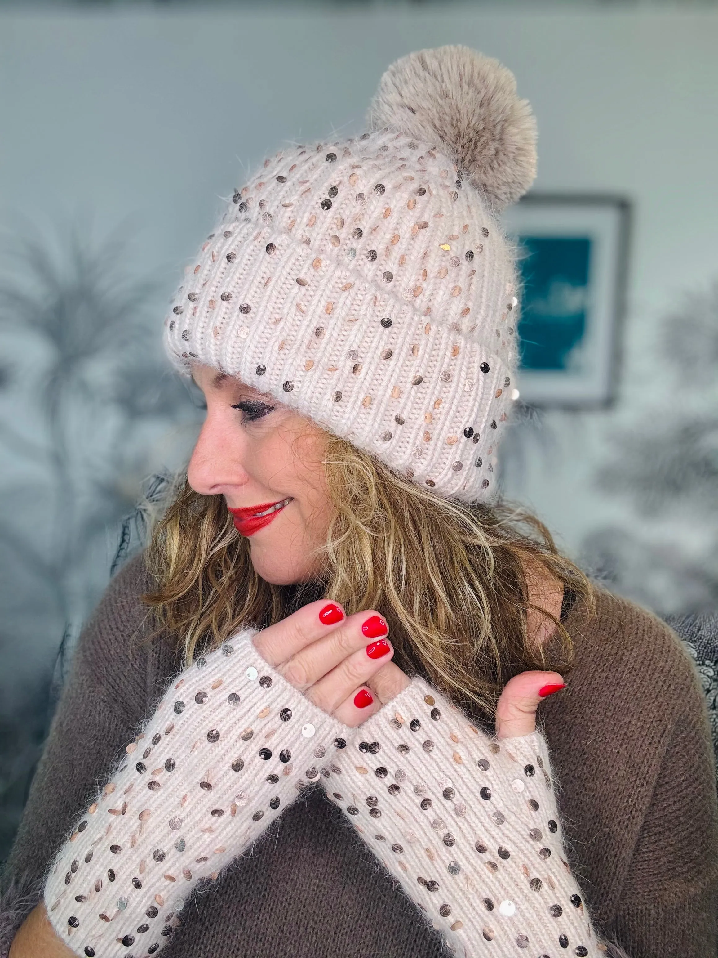 Scatter Sequin Bobble Hat