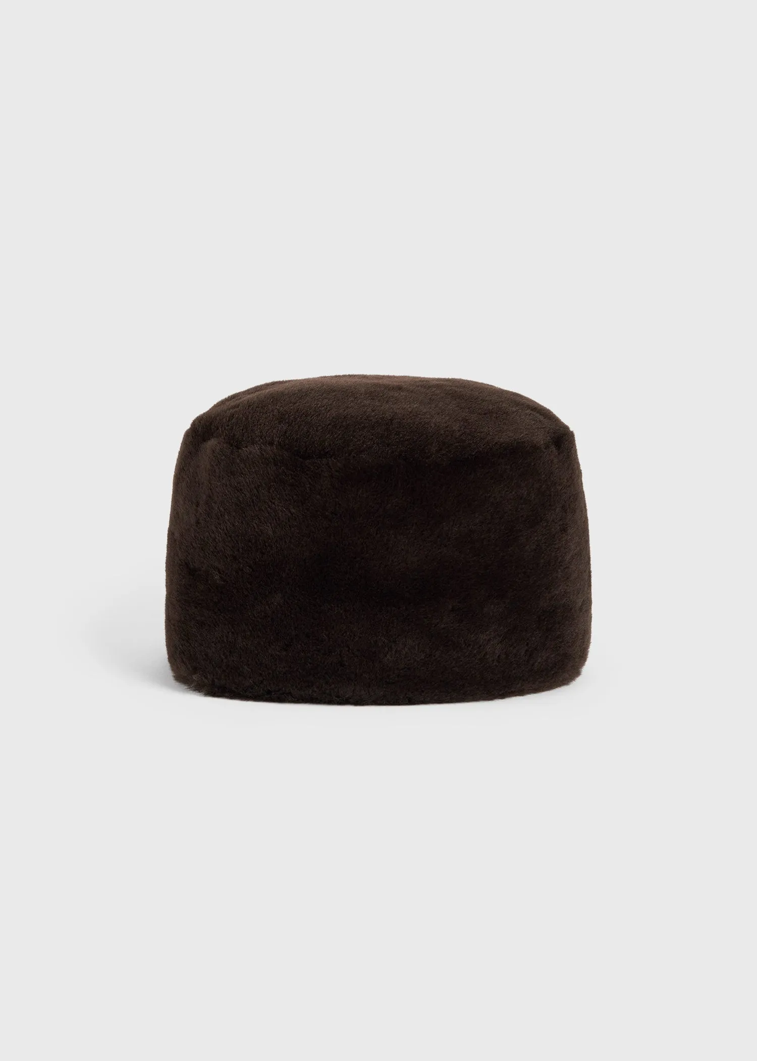 Shearling pillbox hat bark