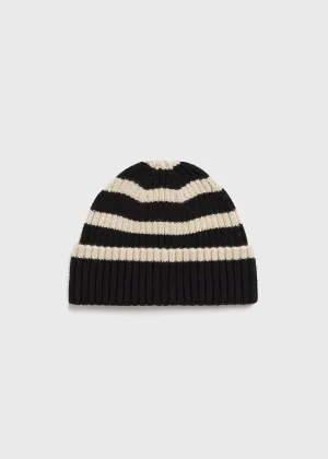 Signature stripe beanie black