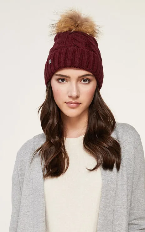 Soia & Kyo - Amalie Hat in Oxblood Fur Pom