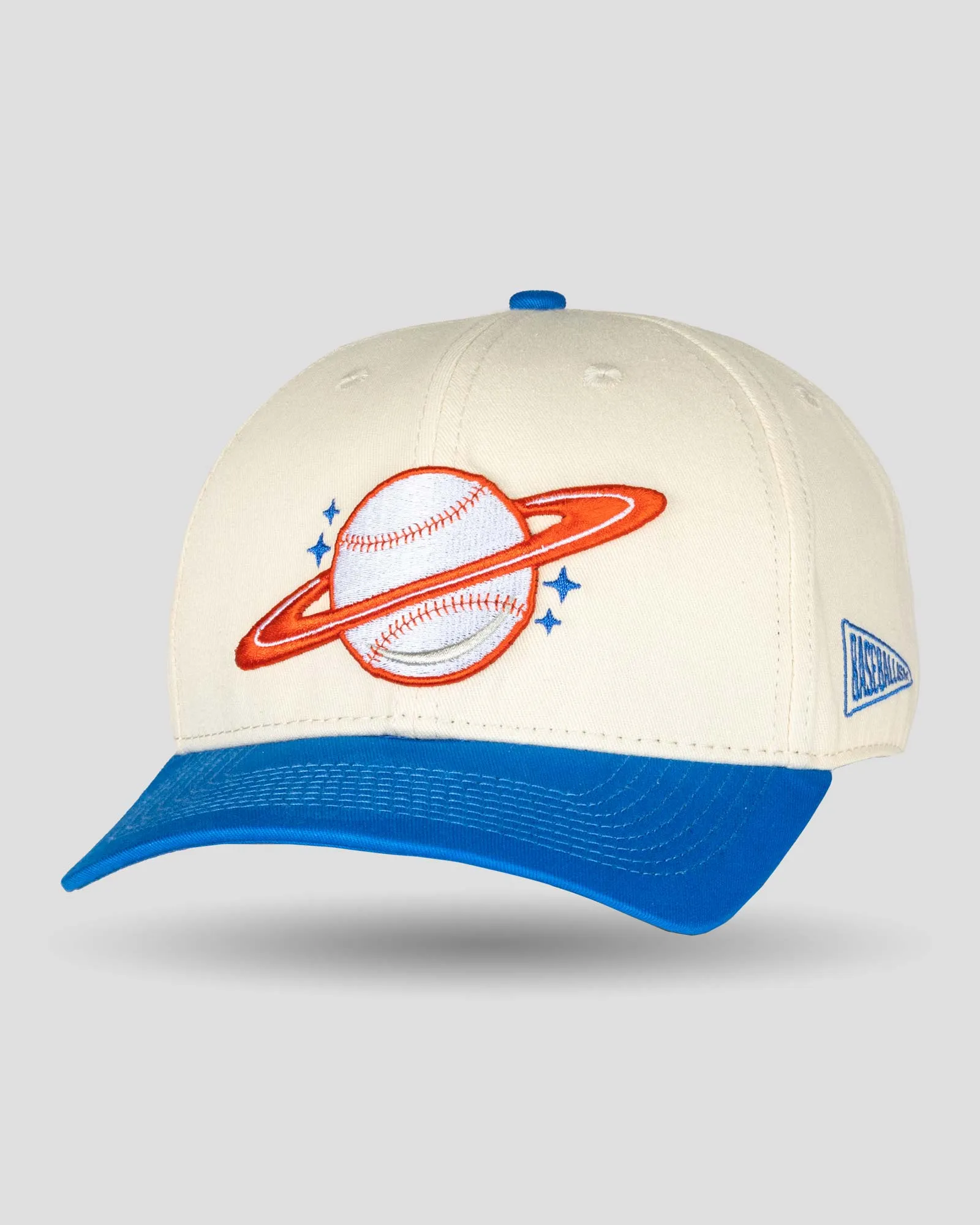 Space Ball Shallow Crown Snapback - Blue and Orange