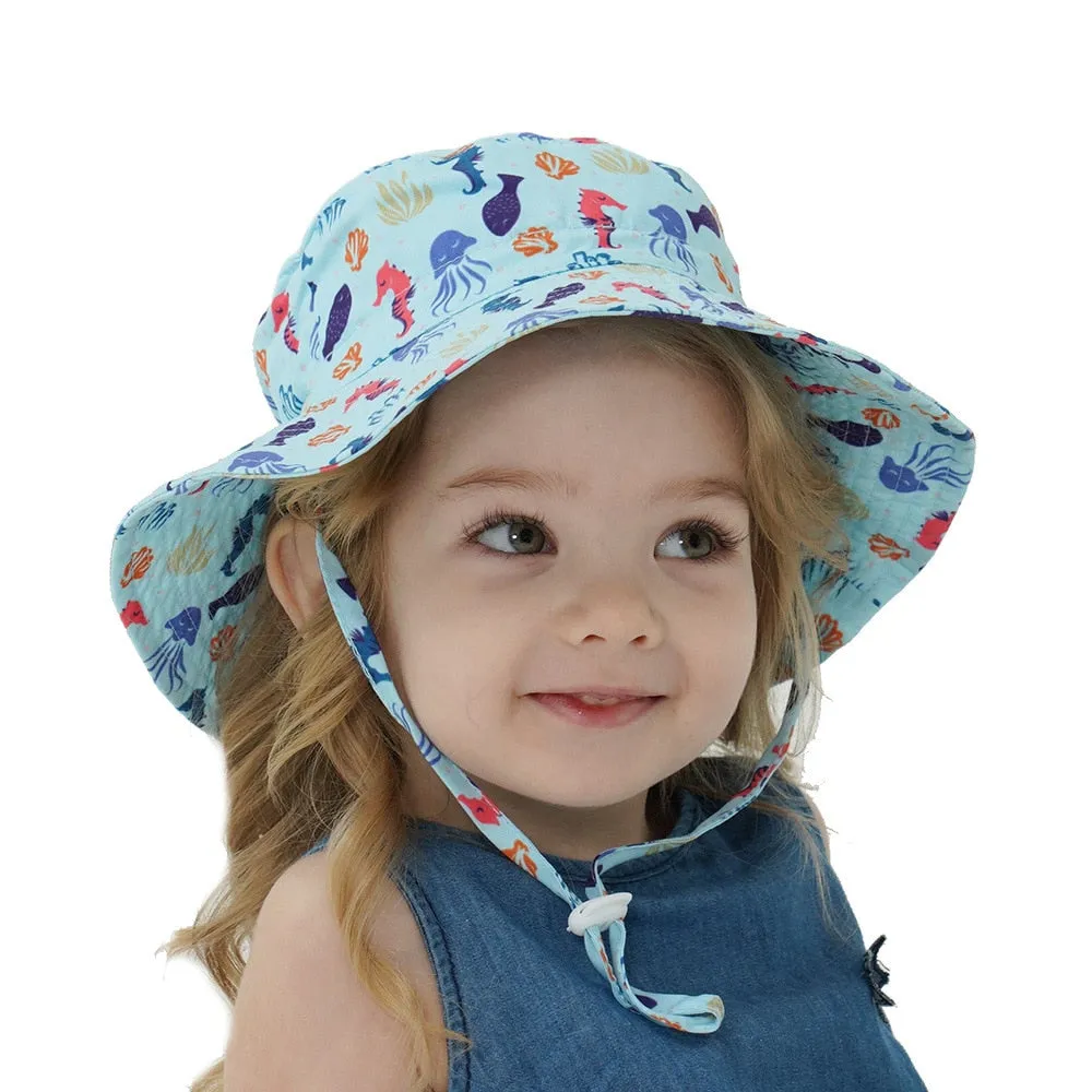 Summer Baby Sun Hat Children Outdoor Neck Ear Cover Anti UV Protection Beach Caps Boy Girl Swimming Hats For 0-8 Years