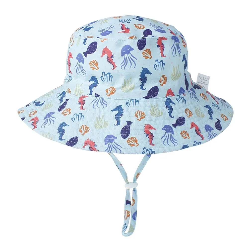 Summer Baby Sun Hat Children Outdoor Neck Ear Cover Anti UV Protection Beach Caps Boy Girl Swimming Hats For 0-8 Years