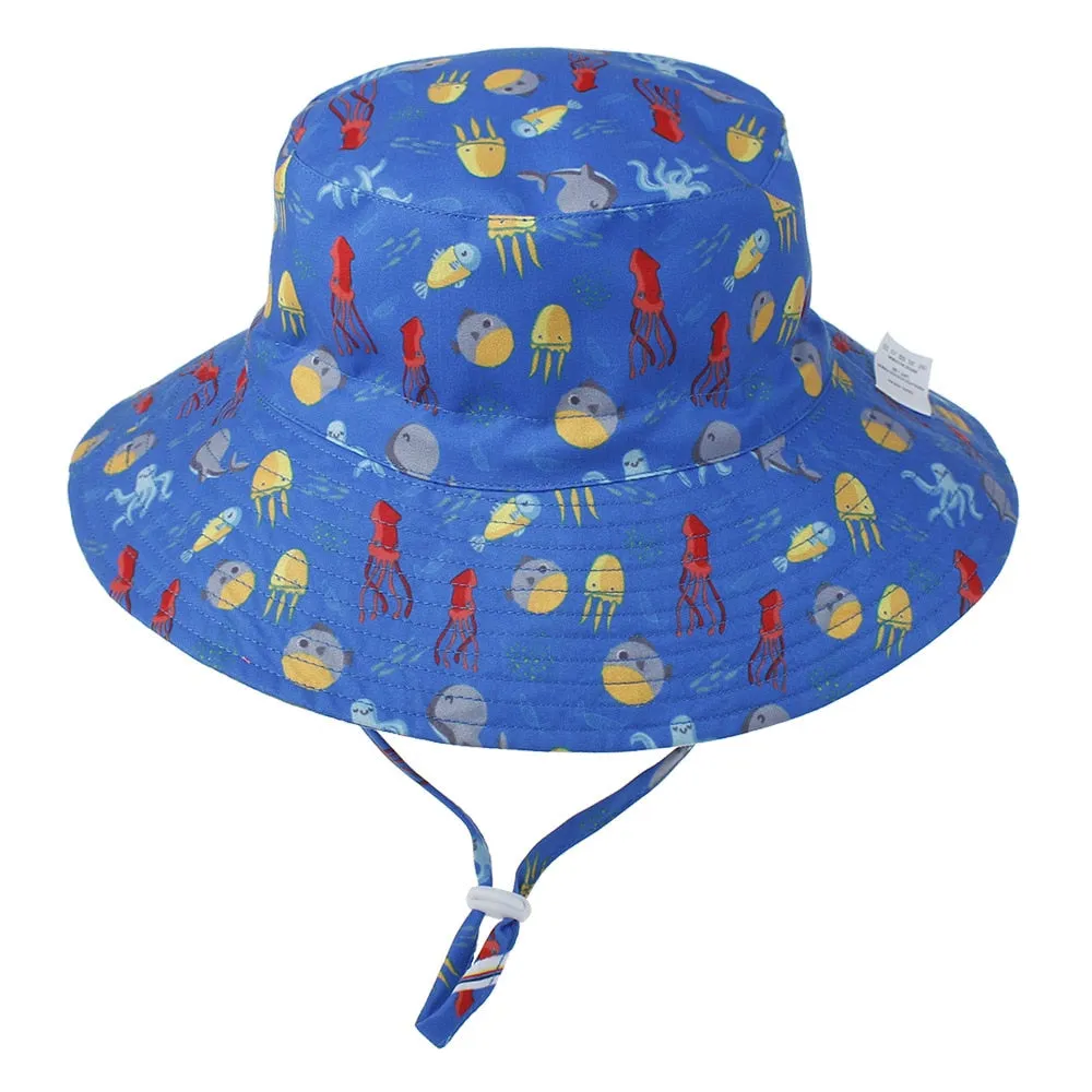 Summer Baby Sun Hat Children Outdoor Neck Ear Cover Anti UV Protection Beach Caps Boy Girl Swimming Hats For 0-8 Years