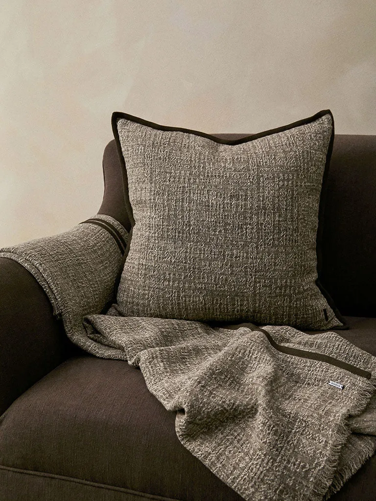 Tribal Linen Cushion with Wool Binding - Silt