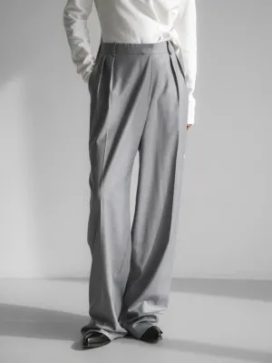 UNBALANCED FLY HIGH RISE WIDE TROUSERS