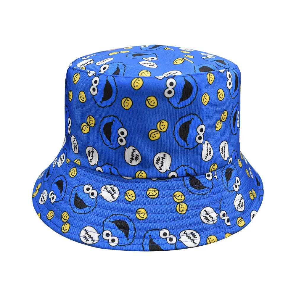 Unisex Reservible Eyes Print Boonie Bucket Hat Cap Brim Outdoor Sun Safari Camping Fishing