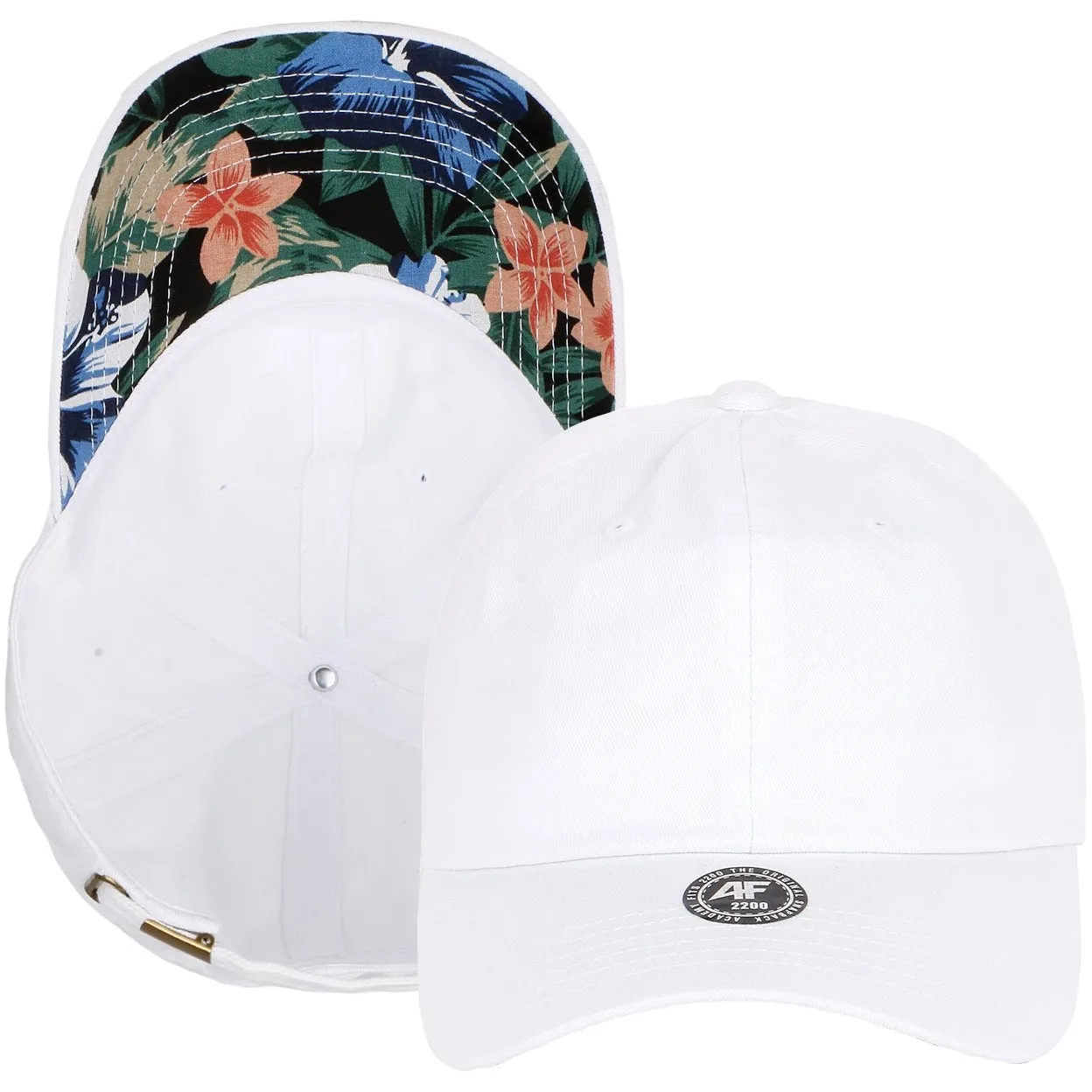 Unstructured Strapback Dad Hat with Floral Print Undervisor