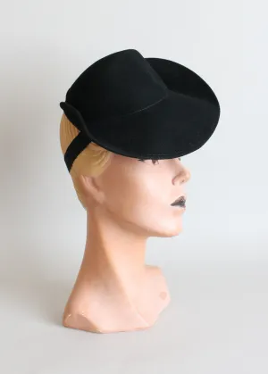 Vintage 1940s Black Tilt Riding Hat