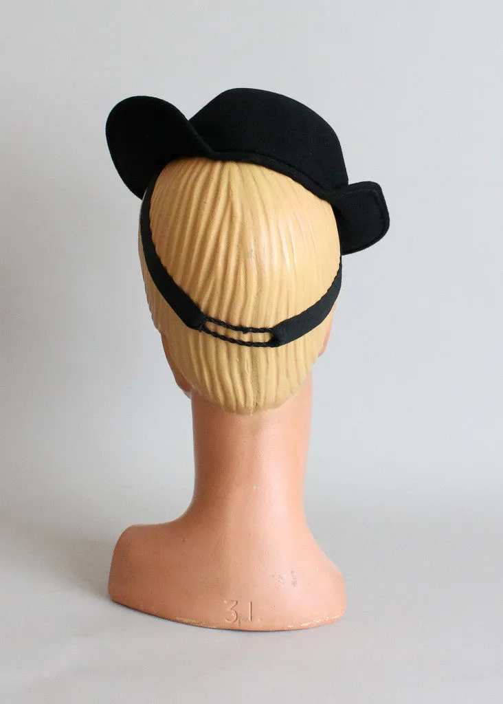 Vintage 1940s Black Tilt Riding Hat