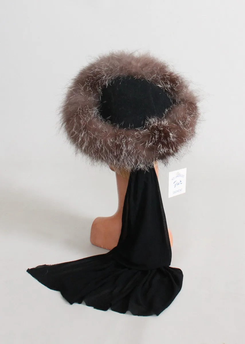 Vintage 1940s Fur Trimmed Turban Hat