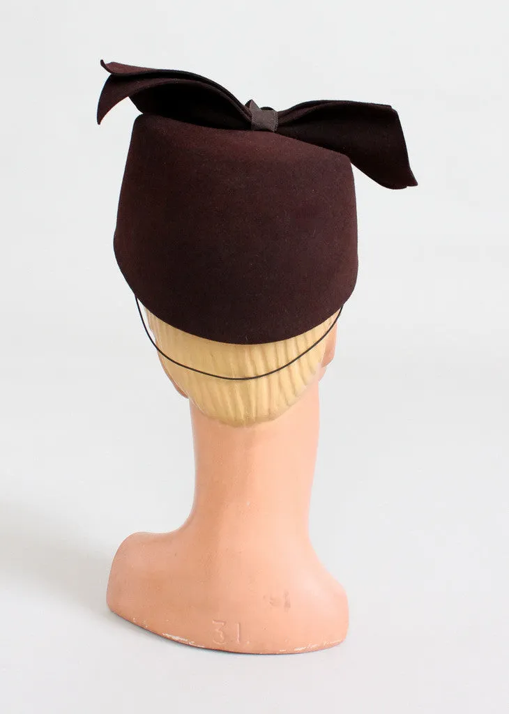 Vintage 1940s High Bow Felt Hat