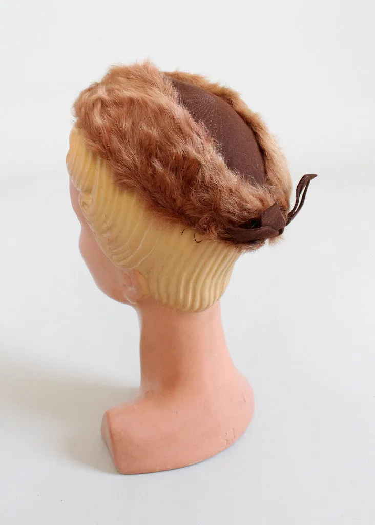 Vintage 1940s Matching Fur Tilt Hat and Muff