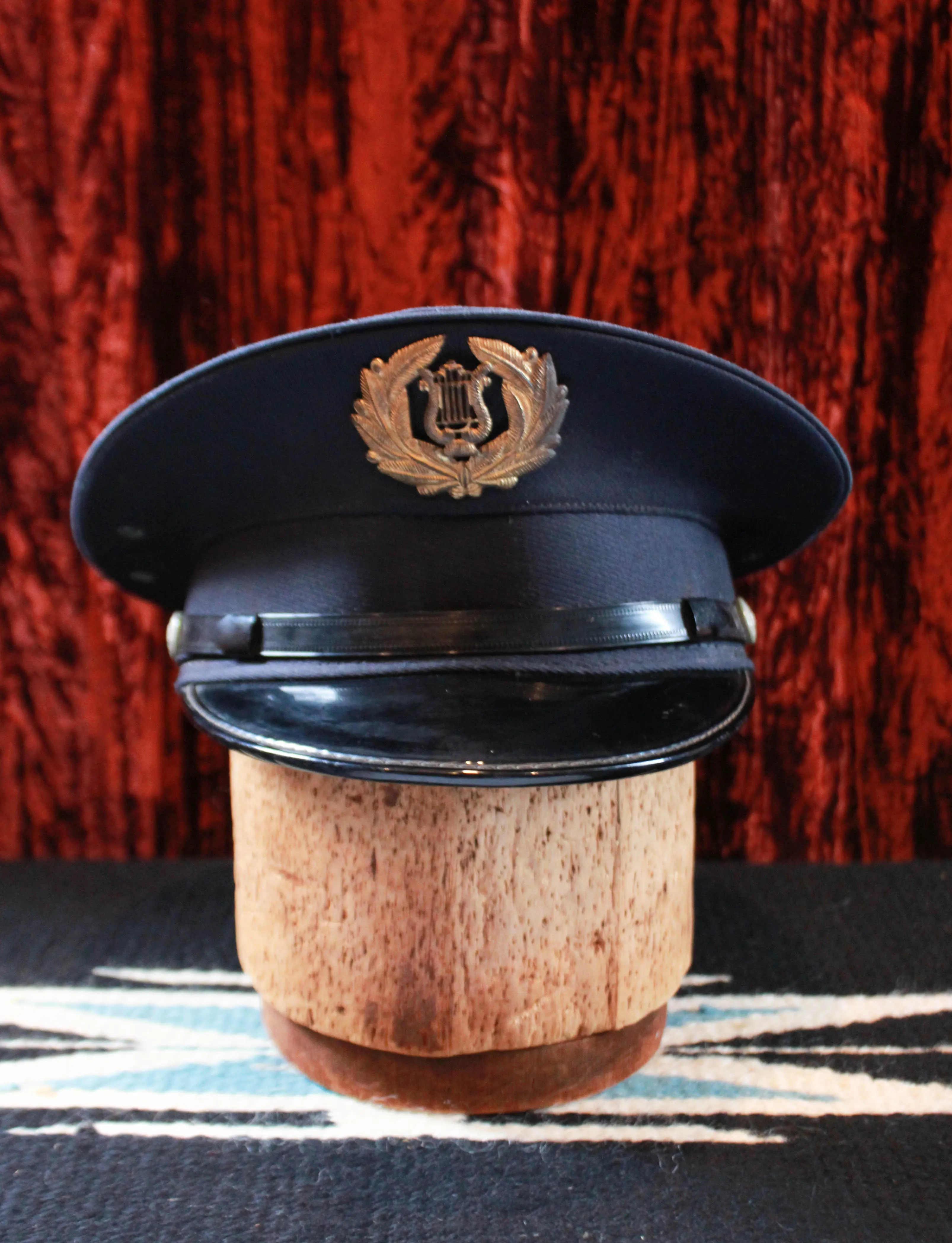 Vintage 1950's Fireman's Dress Hat With Gold Badge Size Small