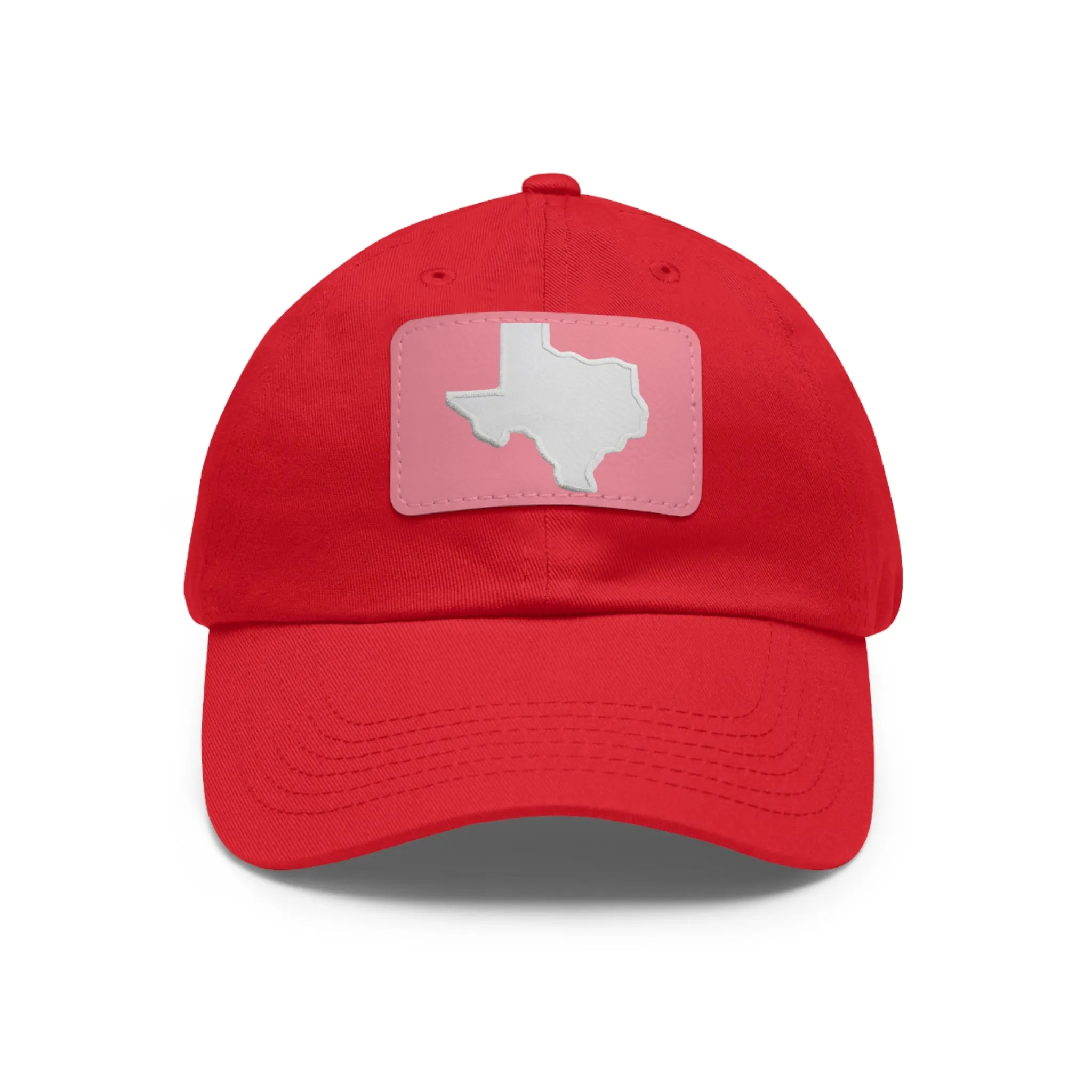 White Texas Dad Hat with Leather Patch (Rectangle)