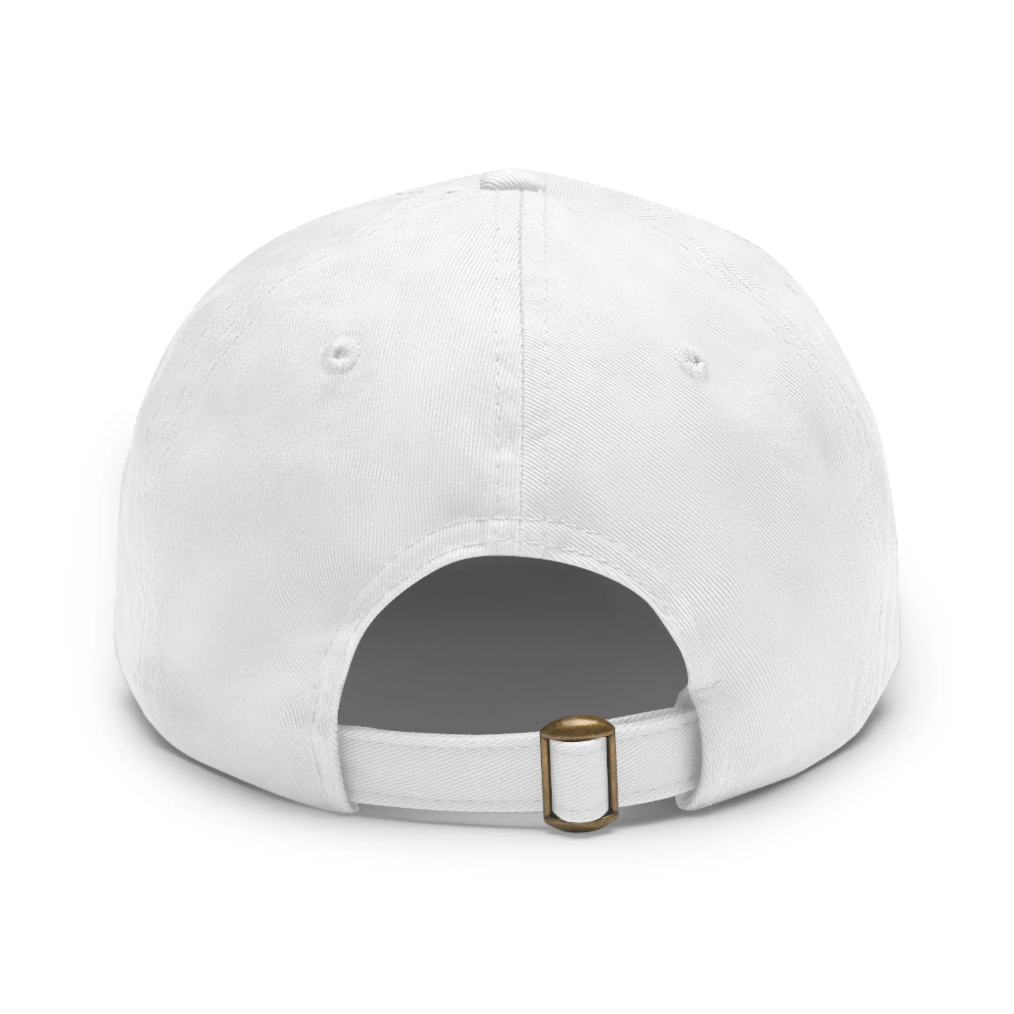 White Texas Dad Hat with Leather Patch (Rectangle)