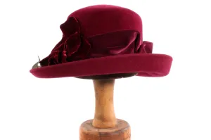 Whiteley Deep Red/Maroon Felt Hat with Velvet Flower 54cm