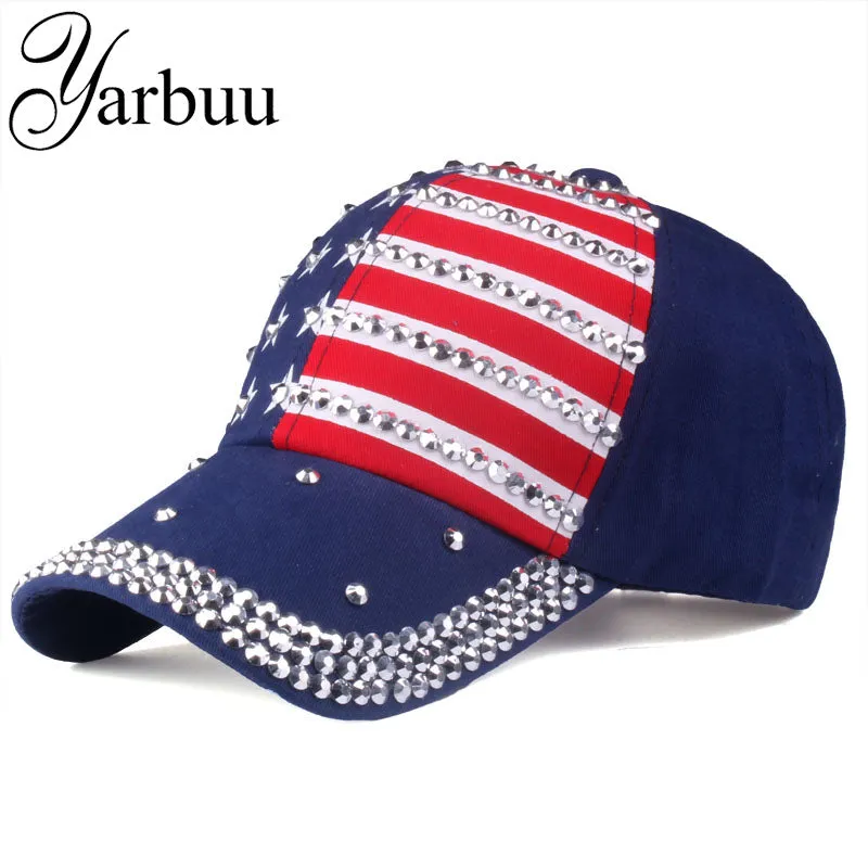 [YARBUU] Baseball caps 2017 fashion high quality hat For men women The adjustable cotton cap rhinestone star Denim cap hat