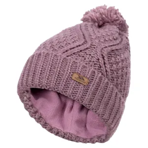 Zyra Women's Knitted Bobble Hat in Rose Tone with Fleece Lining